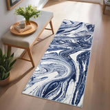 Garvee Washable Rug 2x6 Runner Rug Non Slip Modern Abstract Blue for Kitchen Entryway Bathroom