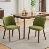 Garvee Padded Dining Chairs 2-Pack Fabric Upholstered Comfortable Seat Solid Rubberwood Legs Adjustable Floor Protectors Modern Kitchen Cafe 78cm Height - Green