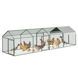 Garvee Large Metal Chicken Coop 160"x40"x40" Outdoor Chicken Run Rabbit Hutch Bunny Cage Dog Kennel Silver with Waterproof UV Cover