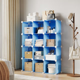 Garvee 12-Cube Storage Organizer Modular Stackable Shelving Unit with Anti-Tip Kit for Bedroom Closet Kids Room 12.6" Blue - Blue