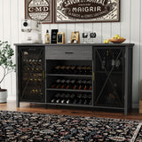 Garvee 71 Inch Long Coffee Bar Cabinet with Fridge Space, Modern Wood Metal Wine Liquor Cabinet, Large Sideboard Buffet Cabinet with Drawer Storage, Black