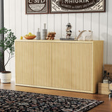 Garvee Fluted Buffet Cabinet with Storage 66.3" Wide Sideboard Cabinet 4 Doors Adjustable Shelves Natural