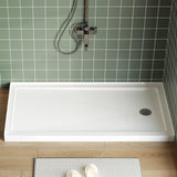 Garvee Right Drain Shower Pan 60X32 Inch Single Threshold Base Lightweight ABS Non-Slip Textured Surface White - White