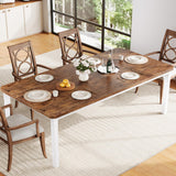 Garvee Large Dining Table for 6-8 People, 79" Wooden Kitchen Table with Sturdy Metal Frame, Dining Room Table, White Leg & Retro - White Leg & Retro
