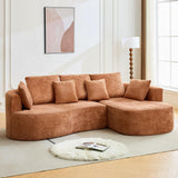 Garvee 106" Curved Sectional Sofa with Chaise Lounge, Chenille Orange, Deep Seat, No Assembly Required - Orange