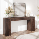 Garvee 70.9-Inch Wooden Farmhouse Console Table, Thick Sofa Table for Entryway Living Room, Walnut - Walnut