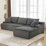 Garvee Cloud Couch L-Shape Chaise Modern Sectional Modular Sofa 106in Grey Corduroy - Right Facing-Gray