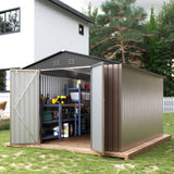 Garvee 8x10 FT Heavy Duty Metal Storage Shed Galvanized Steel Outdoor Tool Shed Lockable Doors Backyard Patio Yard Waterproof