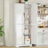 Garvee Kitchen Pantry Cabinet, Freestanding Pantry Storage Cabinet with Doors and Shelves, 70" Cupboard, Modern Tall Cabinet for Bathroom, Dining Room, Living Room (White) - White