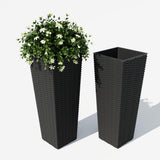 Garvee 2 Pack Large Planters for Indoor Plants, Outdoor 24 inch Tall Planter with Removable Liners, Plant Pots for Trees Flowers, All-Weather Use with Drainage Holes for Porch, Patio, Backyard, Black - Black