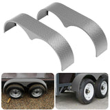 Garvee 2 Pack Tandem Trailer Fenders, Double Axle, Fit 13-15 Inch Wheels, 66" x 9.1" x 20", Silver - Sliver