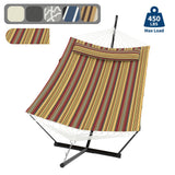 Garvee 2 Person Hammock with Stand, Double Hammock with Pillow for Outdoor Patio Backyard Poolside, Large, Weather-Resistant - Red And Yellow Stripes