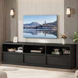 Garvee 70in TV Stand for TVs up to 85" Black, Mid-Century Modern Media Console, Scratch-Proof, Water-Resistant, Smart Storage - Black