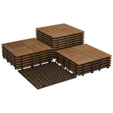 Garvee Acacia Wood Interlocking Deck Tiles Plastic Base Weatherproof Anti-Slip Patio Balcony Garden Pool - Marrón