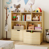 Garvee Toy Storage Shelf Kid Bookcase Reading Shelf with Movable Drawers for Kids Bedroom Playroom Natural - Natural Wood