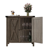 Garvee Buffet Cuisine Vintage Industrial Style, 2-Door Adjustable Shelf, MDF Wood, Durable Scratch-Resistant, Easy Assembly, Kitchen Living Room Office, 76x40 cm, Rustic Brown