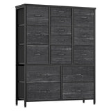 Garvee 15 Drawers Dresser Fabric Metal Wood Easy Pull Charcoal Black - Charcoal Black - Charcoal Black