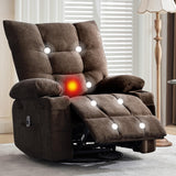 Garvee Swivel Rocker Recliner Chair with Massage and Heat, Oversized Ergonomic Lounge Chair, 23" or 21" Seat Width, Brown - Brown