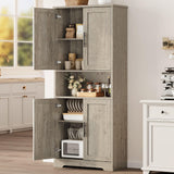 Garvee Tall Storage Cabinet Rustic Wooden Pantry Cabinet with Doors Adjustable Shelves for Kitchen Dining Room Living Room 70" Gray - Gray With Shelf