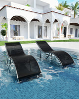 Garvee Outdoor Chaise Lounge Set of 2 - Adjustable Reclining Sunbathing Chairs for Patio, Poolside, Garden, Backyard, Balcony, Black - Black