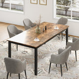 Garvee 78.7" Large Rectangle Dining Table for 6-8 People, Kitchen Table with Sturdy Metal Legs, Modern Industrial Dinner Table for Living Room, Office, Brown - Brown