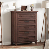 Garvee Bedroom Dresser with 5 Spacious Drawers, Modern Brown Wood Finish, MDF, Compact Design, 80×40×105 cm - Marrón