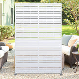 Garvee 6x4FT Outdoor Metal Privacy Screen Louvered Decorative Privacy Fence Steel Garden Divider White for Patios Gardens Balconies Backyards - Venetian Style - White