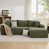 Garvee 108" Sectional Couches L-Shaped Plush Corduroy Fabric Modular Sofa Living Room Green