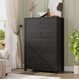 Garvee 5 Drawer Dresser Wood Storage Chest for Bedroom Living Room Hallway Entryway Black - Black