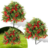 Garvee 2pcs 2FT Artificial Trees Indoor Faux Tree Artificial Planter Thanksgiving Christmas Green - Red