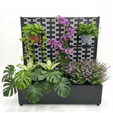 Garvee Metal Planter Box with Trellis, 47.1"x47"x16" Raised Garden Bed with Wheels, Black, Outdoor Patio Balcony - Black