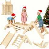 Garvee Pikler Triangle Set 7-in-1 Foldable Wooden Baby Climbing Toys Indoor Jungle Gyms for Toddlers 21.23"x19.7"x21.3" Natural Wood - Natural Wood