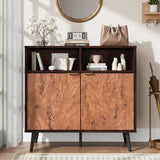 Garvee Buffet Cabinet with Drawers Walnut, Large Sideboard Buffet Credenza Storage Cabinet, Coffee Station Cabinet, Robot Vacuum Friendly, 31.5''