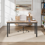 Garvee 63 Inch Computer Desk With Metal Frame, Large Gaming Desk For Study, Home, Office, Brown