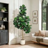 Garvee 6FT Fiddle Leaf Fig Tree Artificial with 108 Leaves in 9" White Planter Pot for Indoor Home Office Living Room Decor - With White Planter
