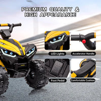 Garvee Ride - P Series: 12V Kids Quad ATV 4 Wheeler with Music, LED Lights for Boys & Girls - Yellow