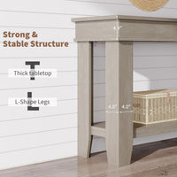 Garvee 54" Rustic Wood Console Table with 2 Drawers & Lower Shelf for Hallway Living Room Behind Couch, 54x14x30, Warm Wood