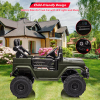 Garvee Ride - P Series: 12V Ride on Car for Kids, Licensed Toyota Ride on Truck, Battery Powered Electric Kids Car with Remote Control, Music, LED Lights, Suspension System, Double Doors, Safety Belt,Ride On Toy - Green