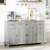 Garvee 55 in Sideboard Buffet Cabinet with Adjustable Shelves, Drawers, Grey for Kitchen Dining Living Room