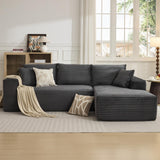 Garvee 108" Sectional Couches L-Shaped Plush Corduroy Fabric Modular Sofa Living Room Dark Grey