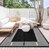 Garvee Outdoor Rug 9x18 ft Waterproof Reversible Plastic Straw Mat for Patio, Camping, RV, Balcony, Backyard, Picnic, Beach - Line White - Line White