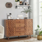 Garvee 47.2" W Sideboard Buffet Cabinet with 4 Drawers, Farmhouse Design, Large Storage, Wood, White