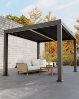 Garvee All-Aluminum Louvered Pergola 10 ft x 12 ft Outdoor Gray Adjustable Roof Patio Deck Gazebo - Grey