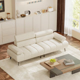 Garvee 3-Seater Faux Leather Sofa Bed Convertible Futon Sleeper Couch Adjustable Backrest Armrests Split Sectional Recliner Sofa Living Room Bedroom White