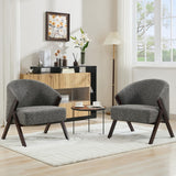 Garvee Mid Century Modern Accent Chair Upholstered Linen Fabric Wood Frame Living Room Bedroom Grey