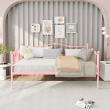 Garvee Twin Size Daybed Frame Metal Platform Sofa Bed with Stylish Headboard Pink for Living Room Bedroom Guest Room Space Saving