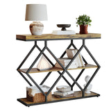Garvee 3-Tier Entryway Table Industrial Console Sofa Table with Storage Rustic Brown - Rustic Brown + Diamond-Shaped