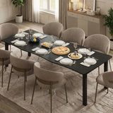 Garvee Dining Table for 6-8 People, 78.7" Long Wooden Kitchen Table with Wave Irregular Edge, Waterproof Scratch-Resistant, Black