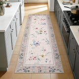 Garvee Washable 2x6 Kitchen Rugs Floral Soft Non Slip Hallway Runners Taupe - Modern Floral|Taupe