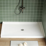 Garvee 60"X36" Acrylic Shower Pan with Center Drain, Single Threshold, Non-Slip Surface, White, Lightweight Rectangle for Mobile Home & RV